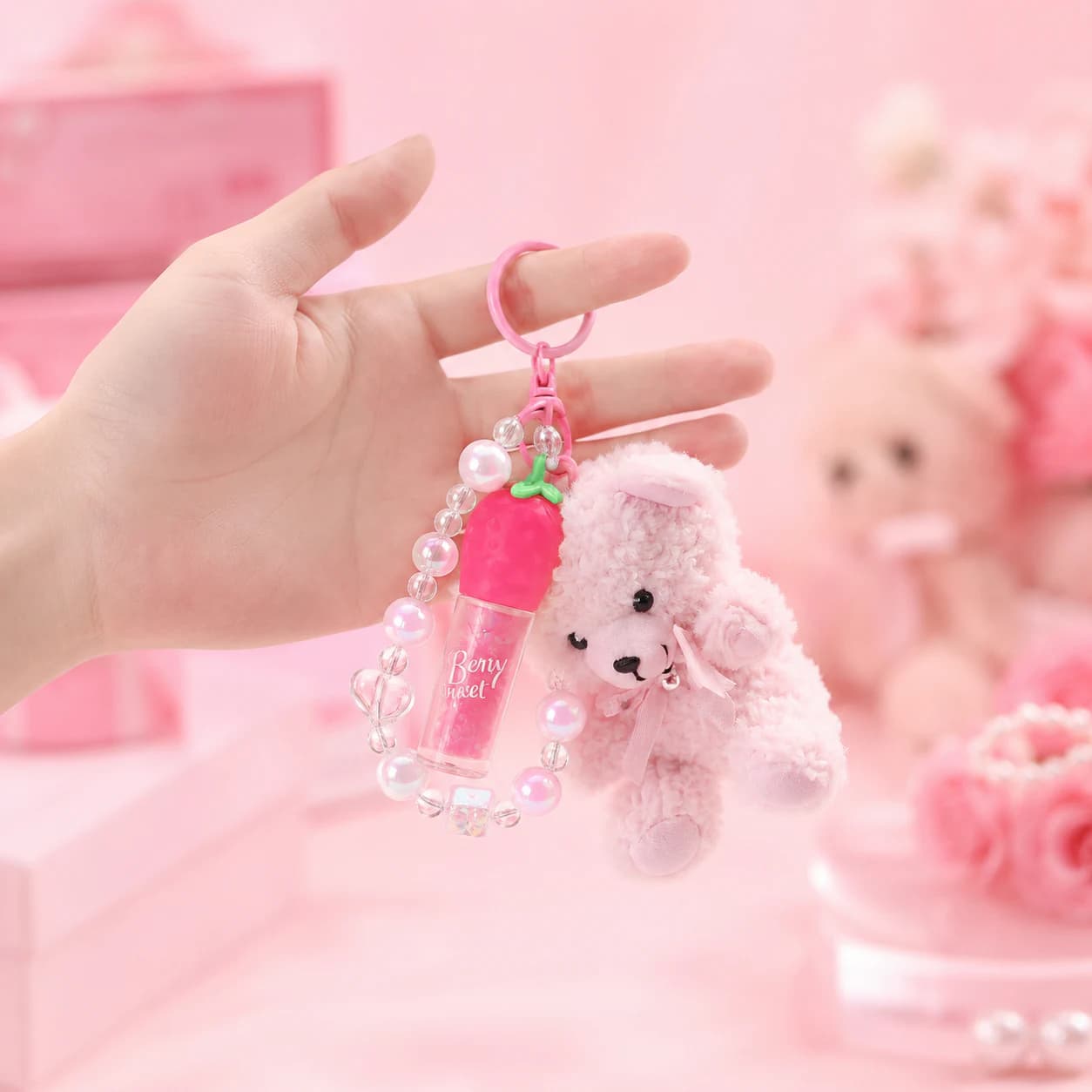 Teddy Bear Keychain Lip Gloss 3