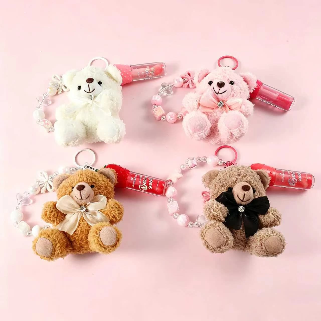 Teddy Bear Keychain Lip Gloss