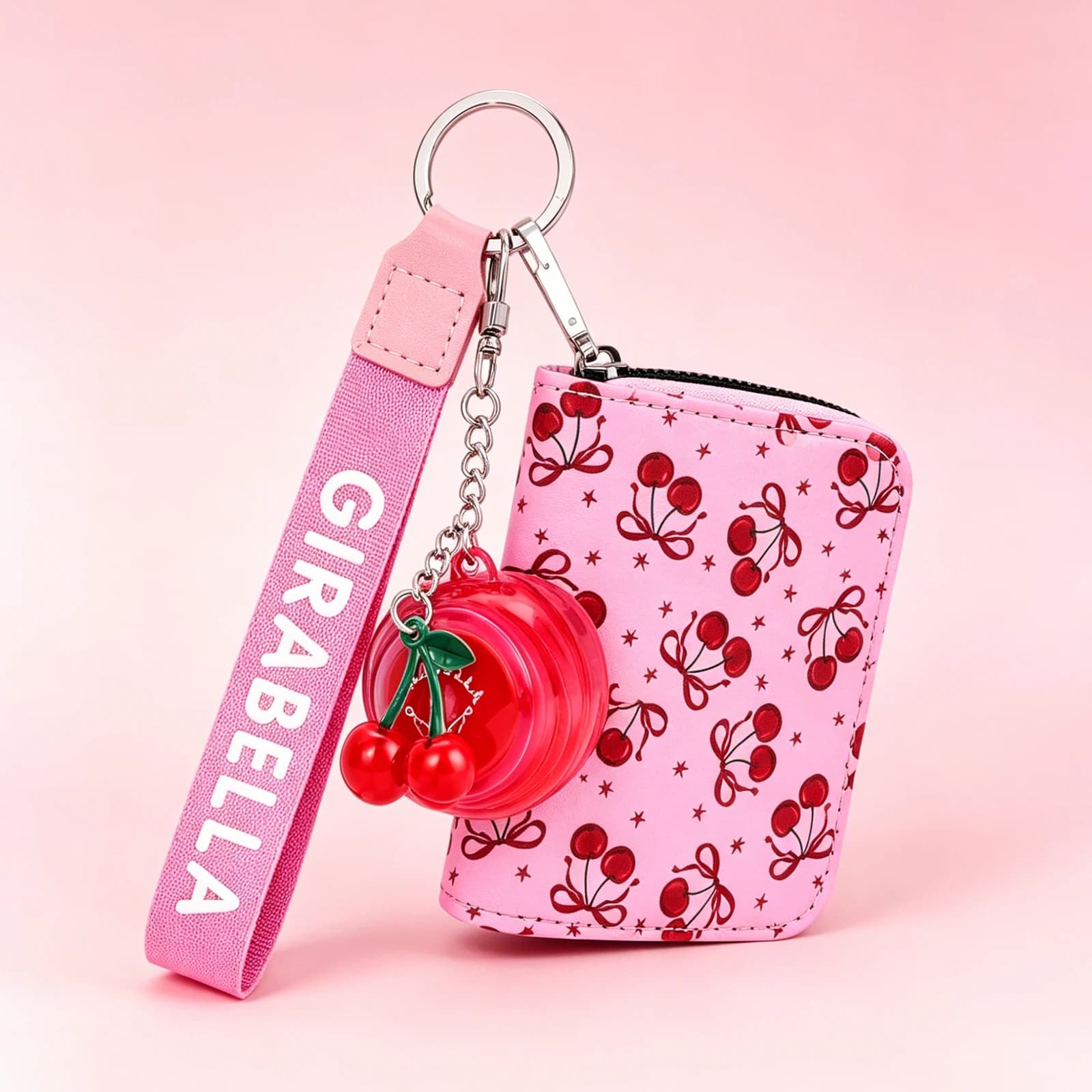 Cherry Lip Balm Wallet Keychain