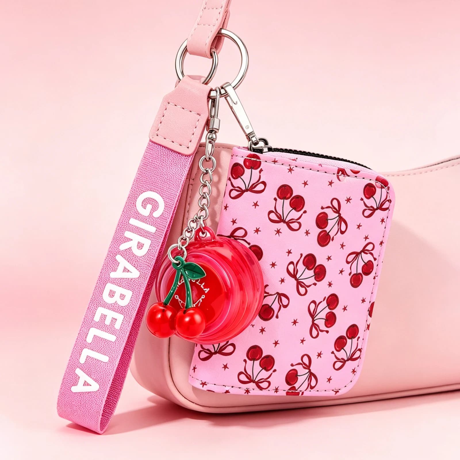 Cherry Lip Balm Wallet Keychain 3