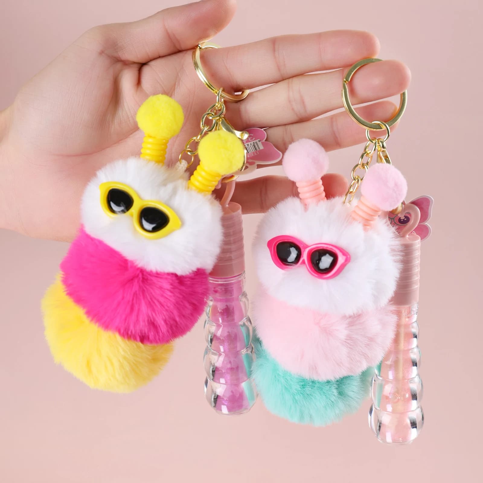 Colorful Plush Charm Lip Gloss Keychain 4