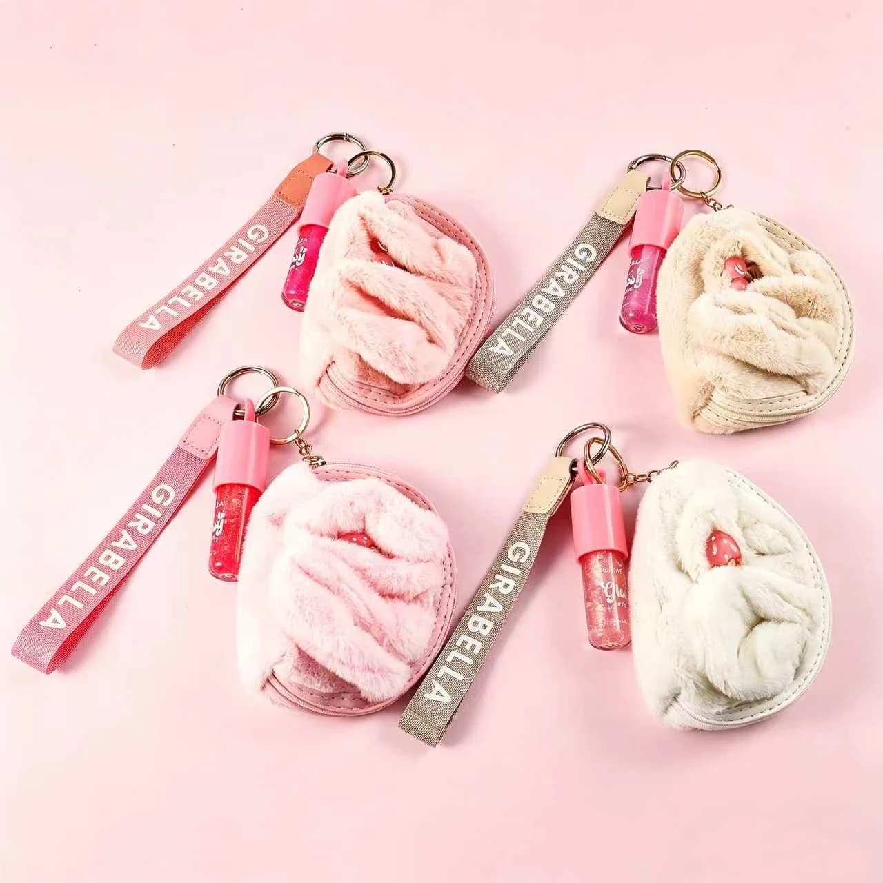 Bunny Ear Pouch Lip Gloss Keychain