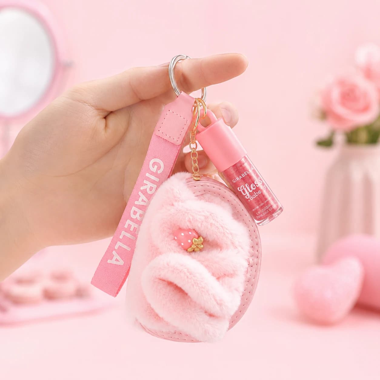 Bunny Ear Pouch Lip Gloss Keychain 3