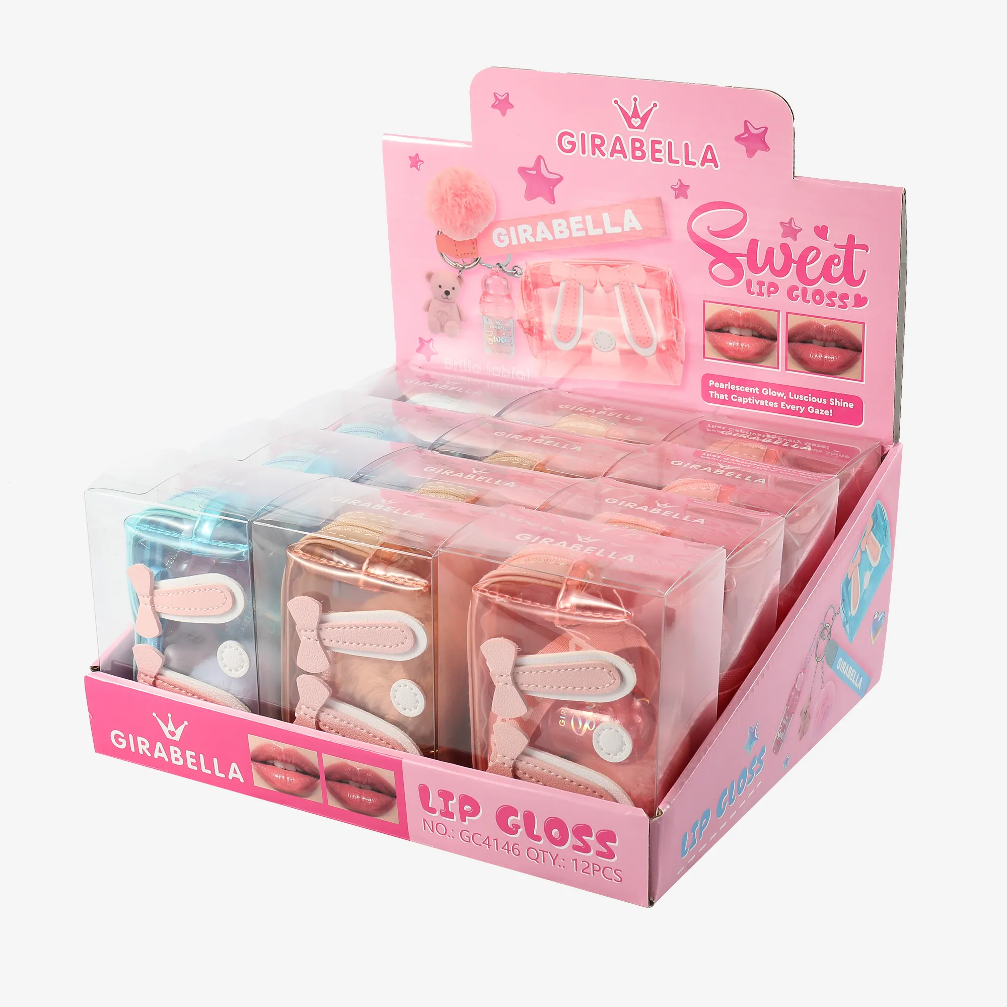 Clear Bunny Ear Pouch Lip Gloss Set