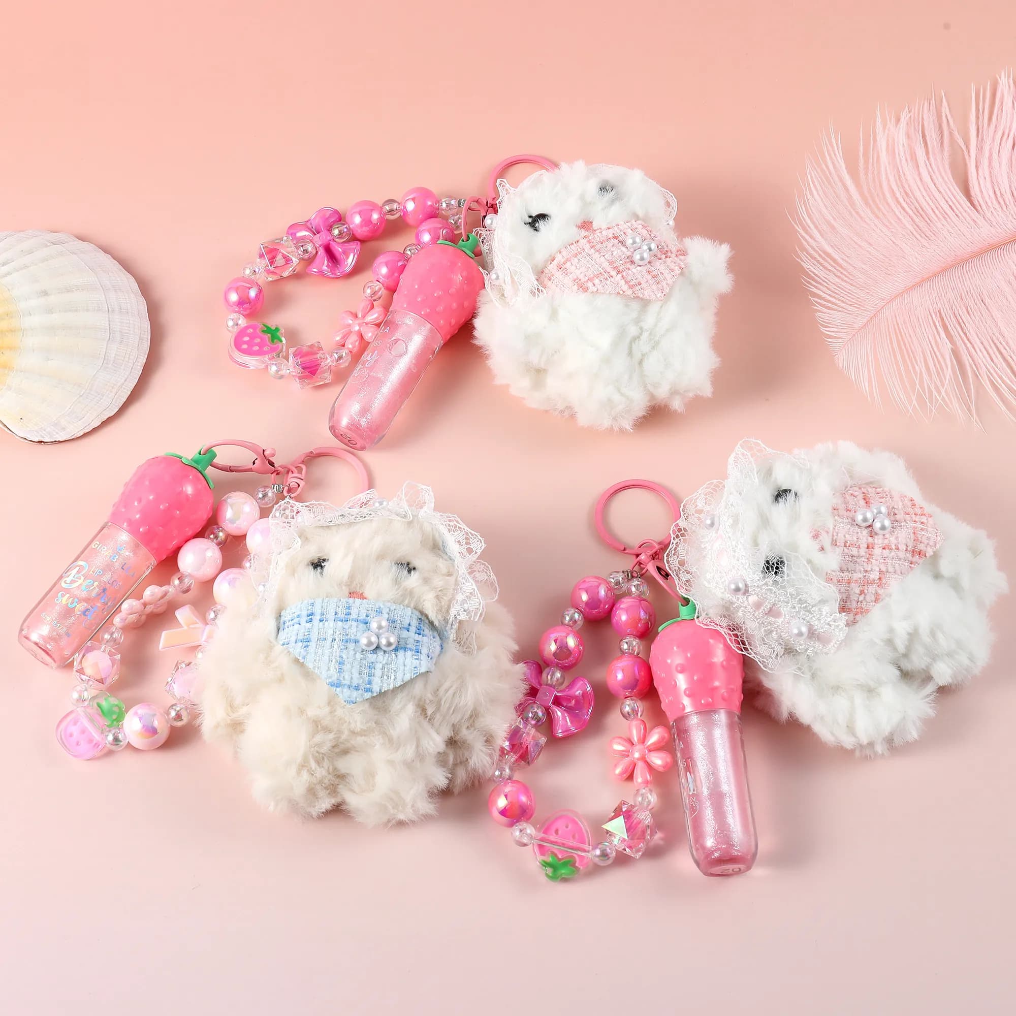 Gingham Heart Bunny Lip Gloss Keychain 5