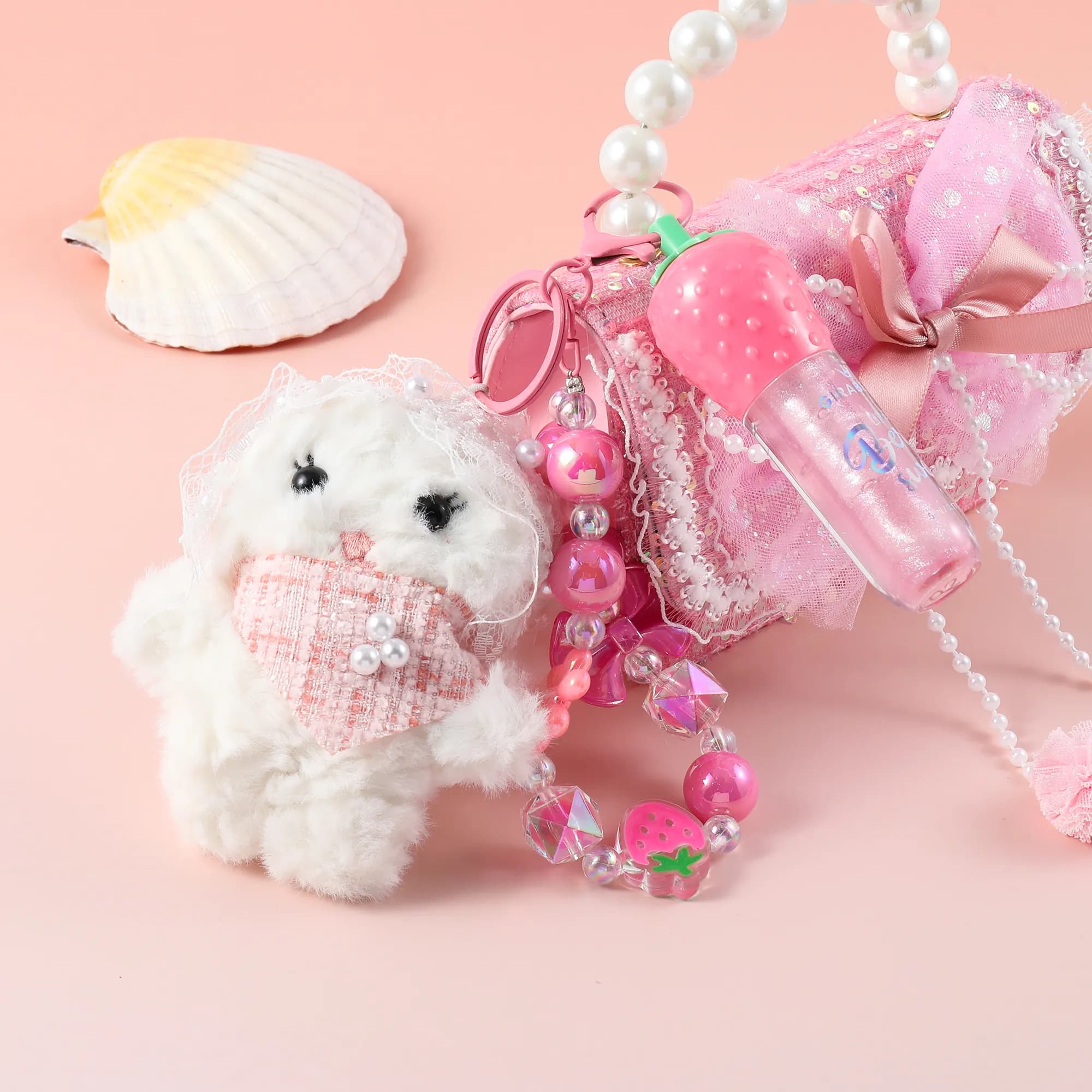 Gingham Heart Bunny Lip Gloss Keychain 6