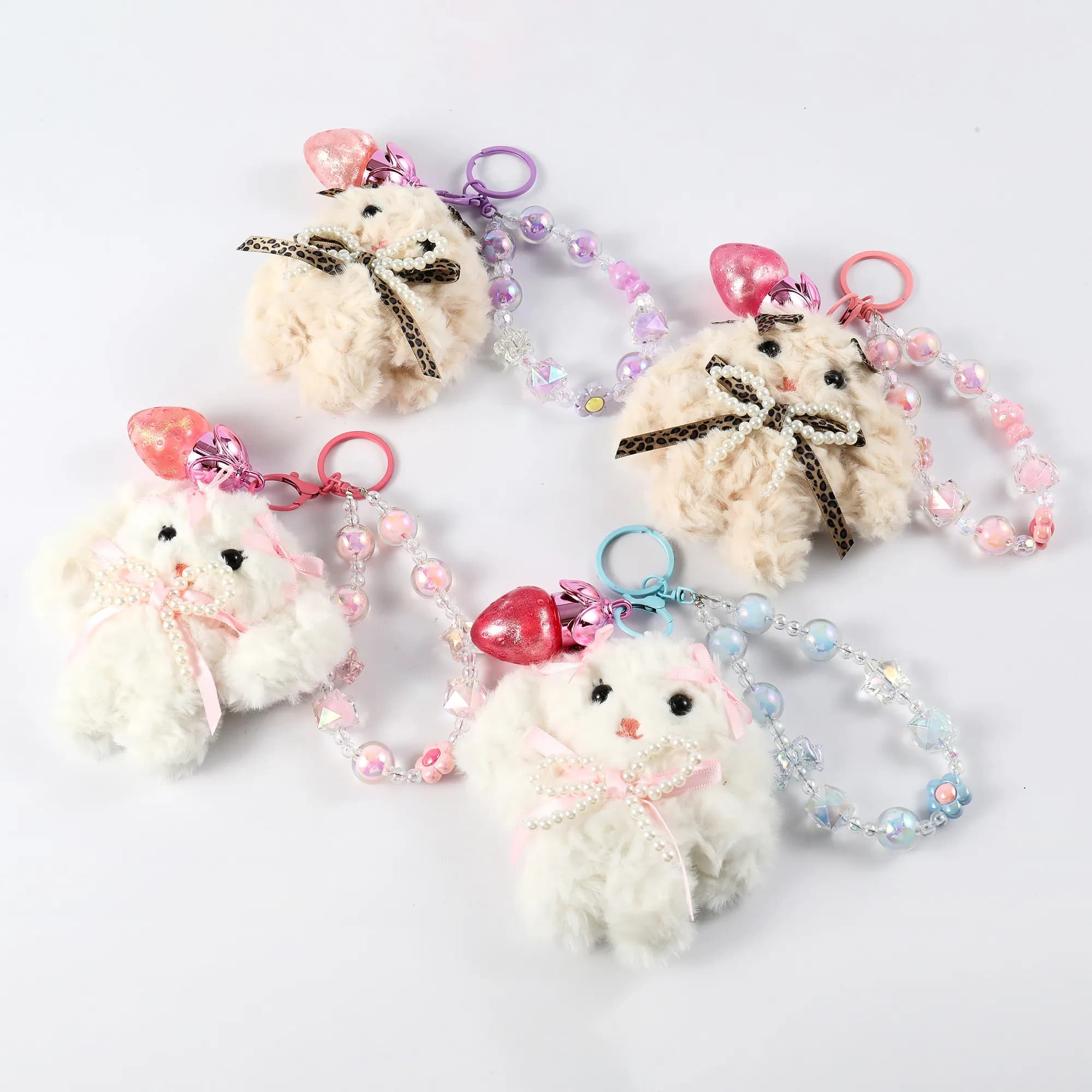Bow Bunny Strawberry Lip Gloss Keychain