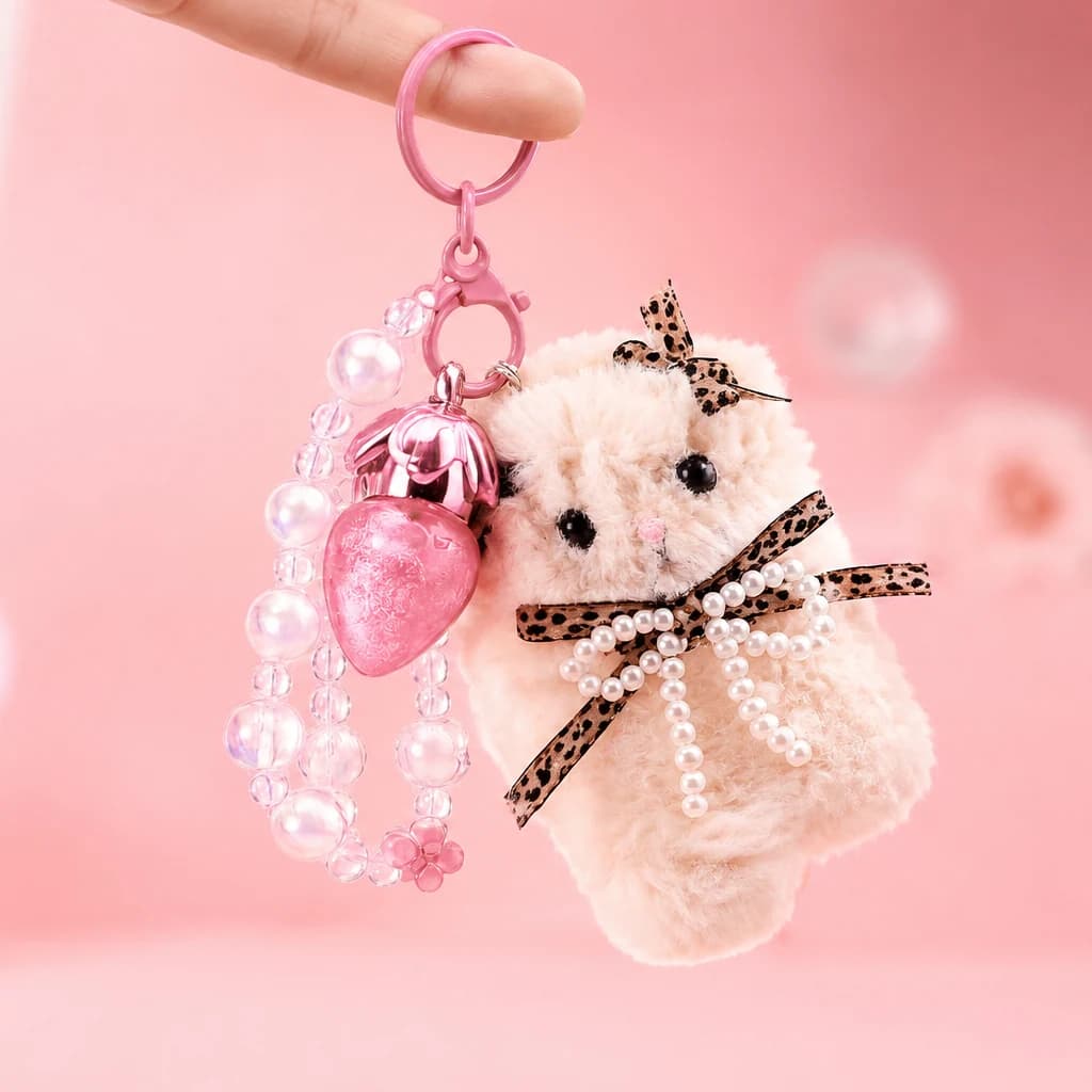 Bow Bunny Strawberry Lip Gloss Keychain 2