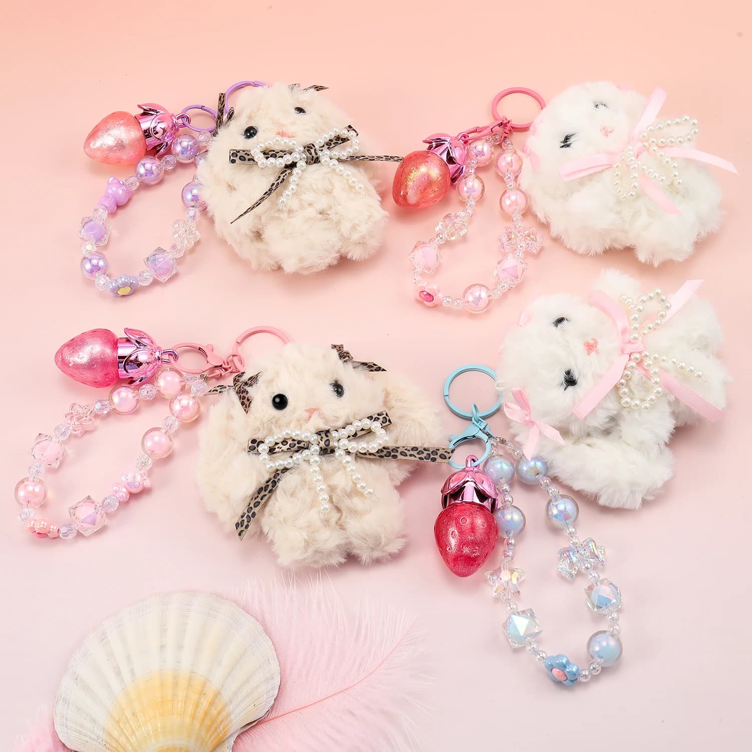 Bow Bunny Strawberry Lip Gloss Keychain 4