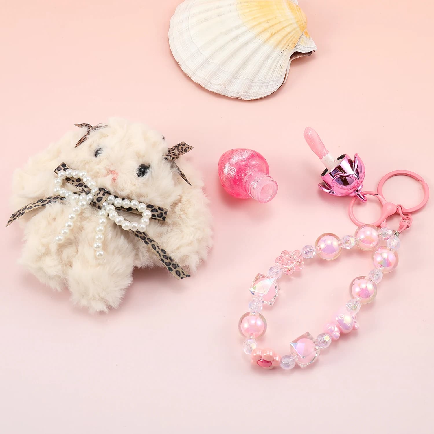 Bow Bunny Strawberry Lip Gloss Keychain 5