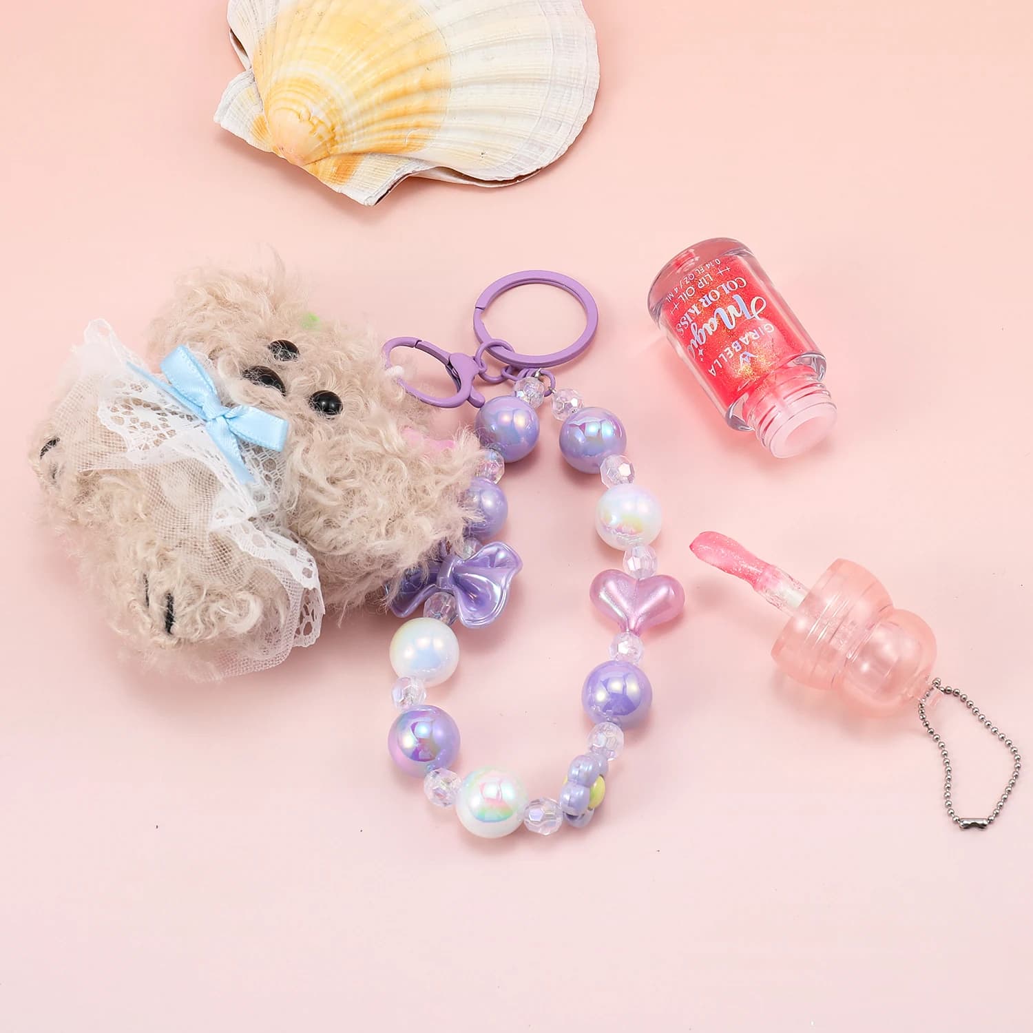 Lace Bow Puppy Lip Gloss Keychain 6