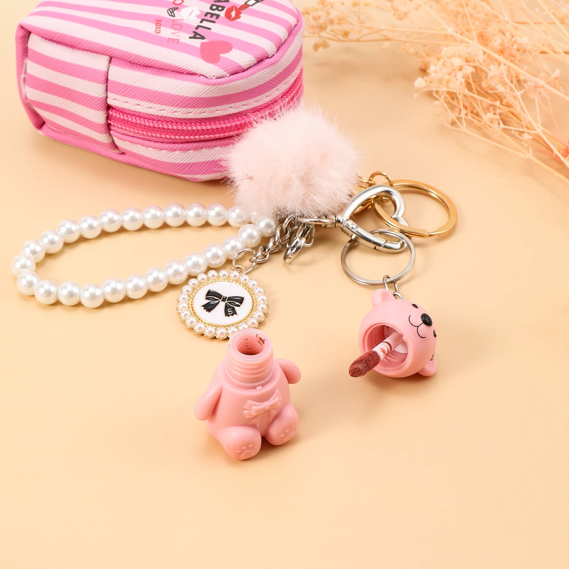 Mini Zip Case Lip Mud Keychain 7