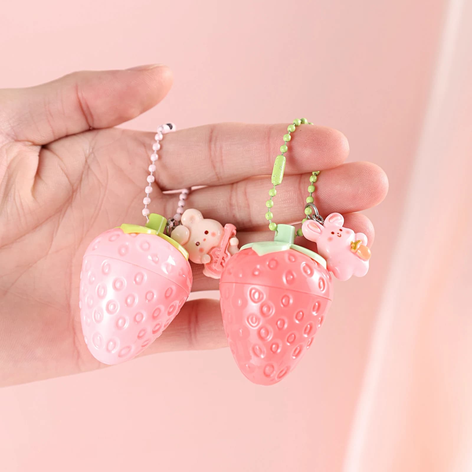 Strawberry Lipstick Charm Keychain 3