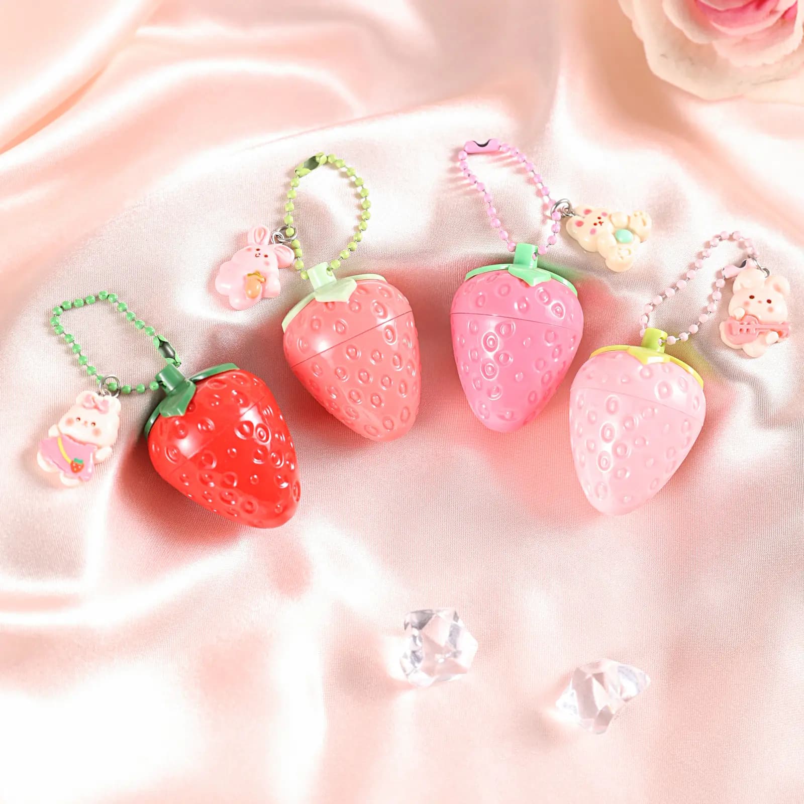 Strawberry Lipstick Charm Keychain 4